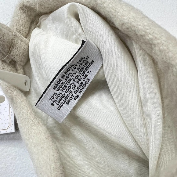 Nicole Miller Wool Blend Beige Embroidered Nordic Snowflake Christmas Stocking - Picture 8 of 8